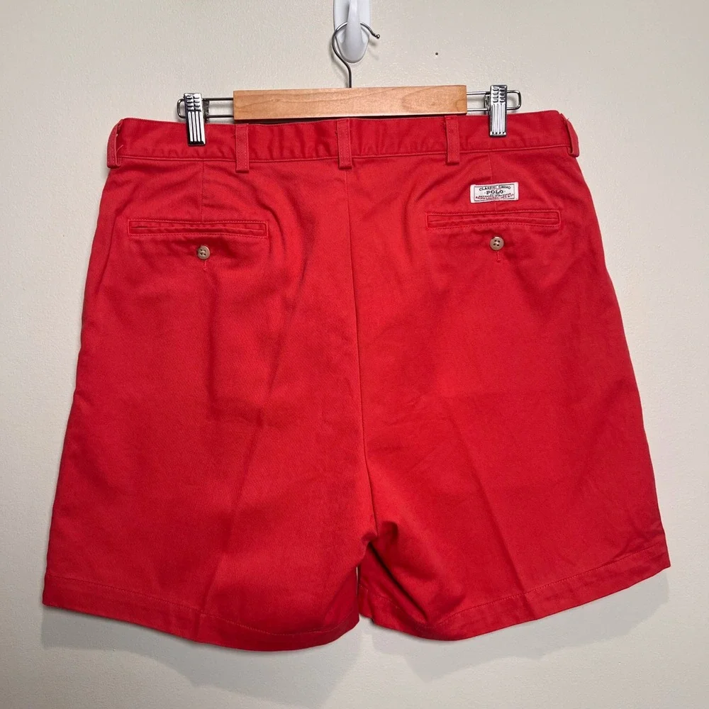 Polo Ralph Lauren Andrew Short Chino Pleated Cotton Mens 36 Salmon Red Preppy